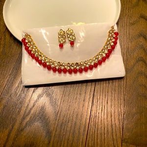 Modish Kundan and Pearl Gold Plated Choker Necklace Set For Women and Girls